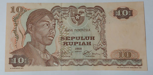 Indonesia 10 Rupiah (General Sudirman) 1968 P105 UNC - ZealHobbieZ