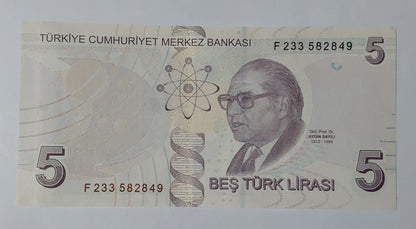 Turkey 5 Lirasi 2022 series F UNC - ZealHobbieZ
