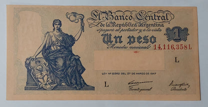 Argentina 1 Peso 1948 Banknote - aUNC P257 | World Bank note collection