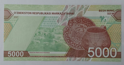 Uzbekistan 5000 Som 2021 UNC - World Bank note collection