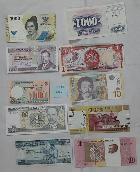 50 Different Country Banknotes SET Lot 2 | Unique UNC Notes for Collectors