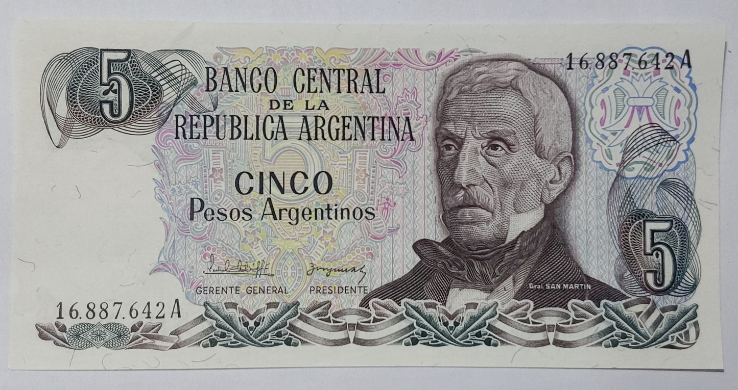 Argentina 5 Pesos Argentinos 1983 Banknote - UNC | World Bank note collection