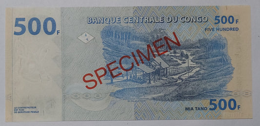 Congo 500 Francs 2013 UNC SPECIMEN - Rare Banknote for Collectors