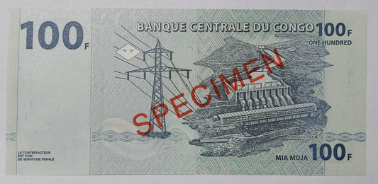 Congo 100 Francs 2007 Specimen - Rare Currency | ZealHobbieZ
