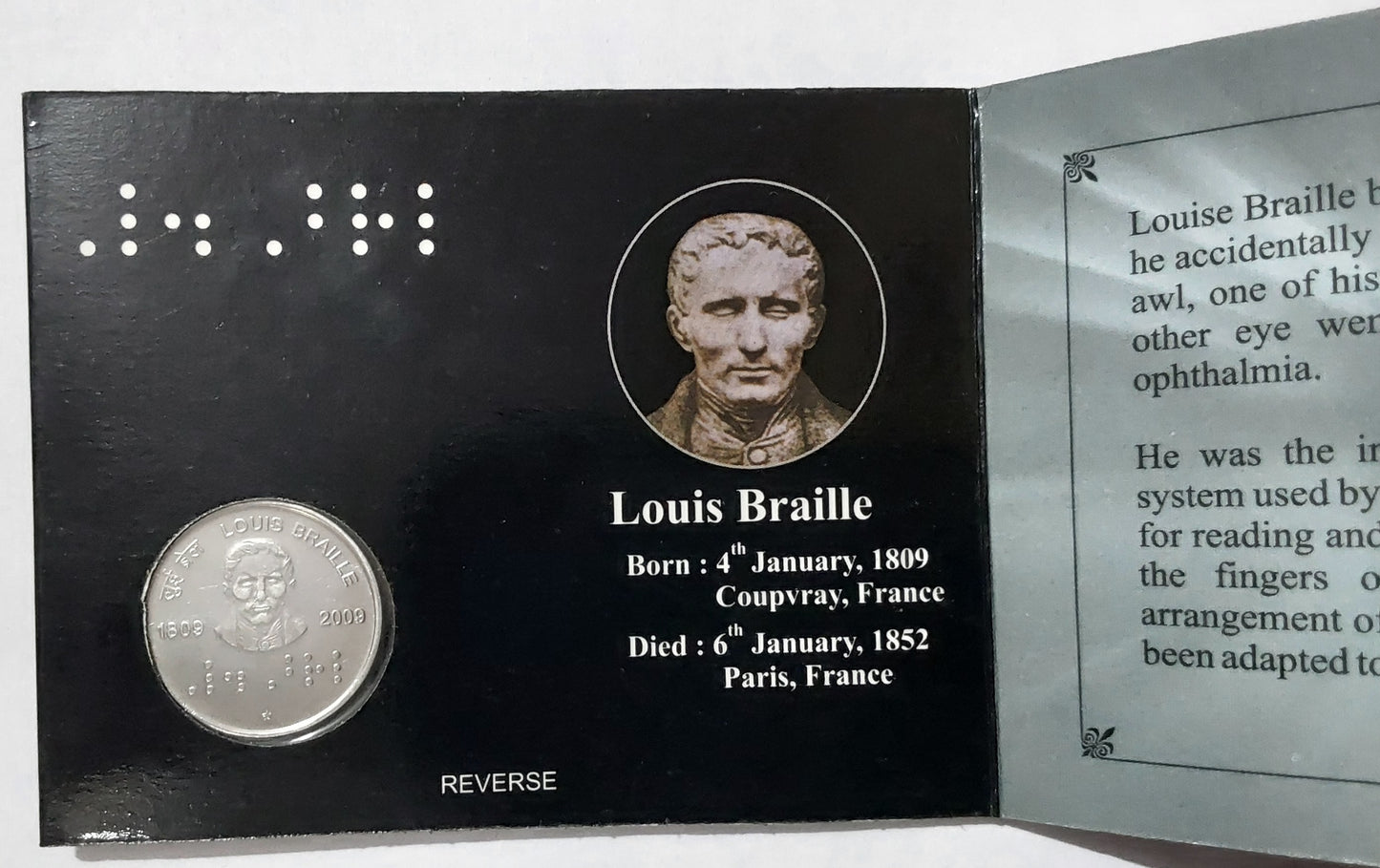 Louis Braille 200th Anniversary 2RS Coin - Commemorative Issue