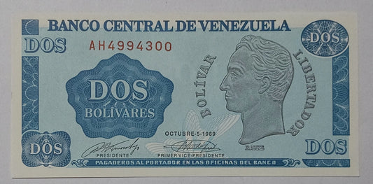 Venezuela 2 Bolivares 1989 UNC - ZealHobbieZ