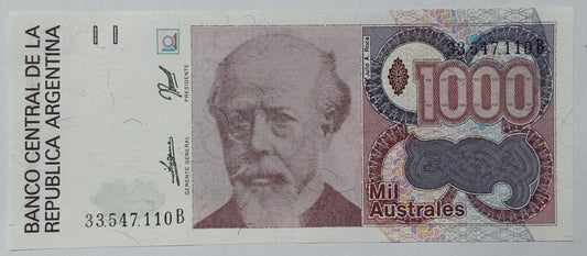 Argentina 1000 Pesos 1989 UNC Banknote - Rare Currency Collection