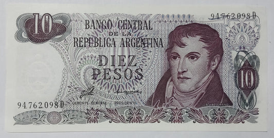 Argentina 10 Pesos  P300 1976 UNC- Rare Currency Collection