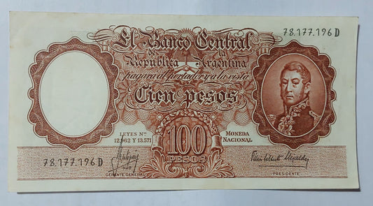 Argentina 100 Pesos 1964-65 P272c Used Note - Rare Currency Collector's Item