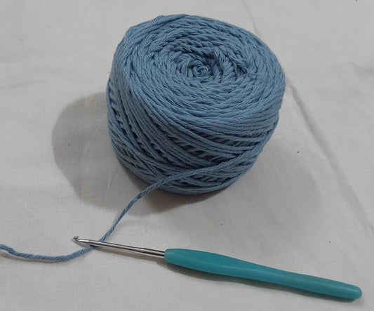 8 Ply Cotton Yarn Baby Soft Materials For Knitting, Crochet, Macrame, Diy Craft 100Gms Ball L.Blue
