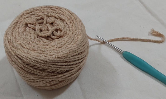 16Ply Cotton Yarn Material For Knitting, Crochet, Macramé, Diy Craft 100Gms Ball Tan (Sand)