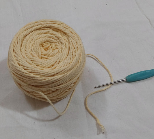 8 Ply Cotton Yarn Baby Soft Materials For Knitting, Crochet, Macrame, Diy Craft 100Gms Ball (Beige - eggnog)