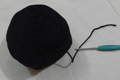 8 Ply Cotton Yarn Baby Soft Materials For Knitting, Crochet, Macrame, Diy Craft 100Gms Ball Black
