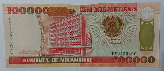 Mozambique 100 000 Meticais 1993 P139 UNC Banknote - ZealHobbieZ