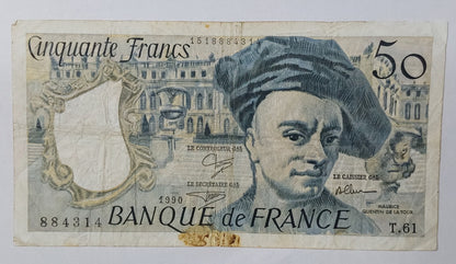 France 50 francs 1990 P152e used ZealhobbieZ