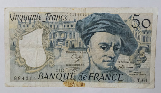 France 50 francs 1990 P152e used ZealhobbieZ