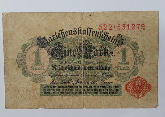 Germany 1 mark 1914 P51 heavily used ZealhobbieZ