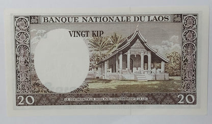 Laos 20 Kip 1963 - 1976  P11 UNC Banknote - ZealhobbieZ