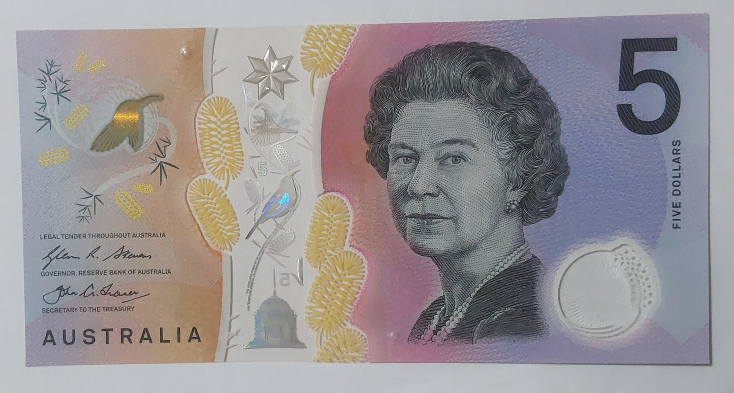 Australia 5 Dollars Polymer Banknote  2016 P62 UNC- ZealhobbieZ