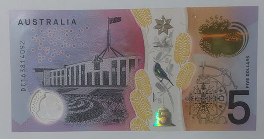 Australia 5 Dollars Polymer Banknote  2016 P62 UNC- ZealhobbieZ