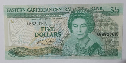 East Carribbean states 5 dollar K ( Saint Kitts & Nevis ) P18k Rare UNC - ZealhobbieZ