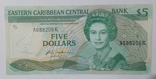 East Carribbean states 5 dollar K ( Saint Kitts & Nevis ) P18k Rare UNC - ZealhobbieZ