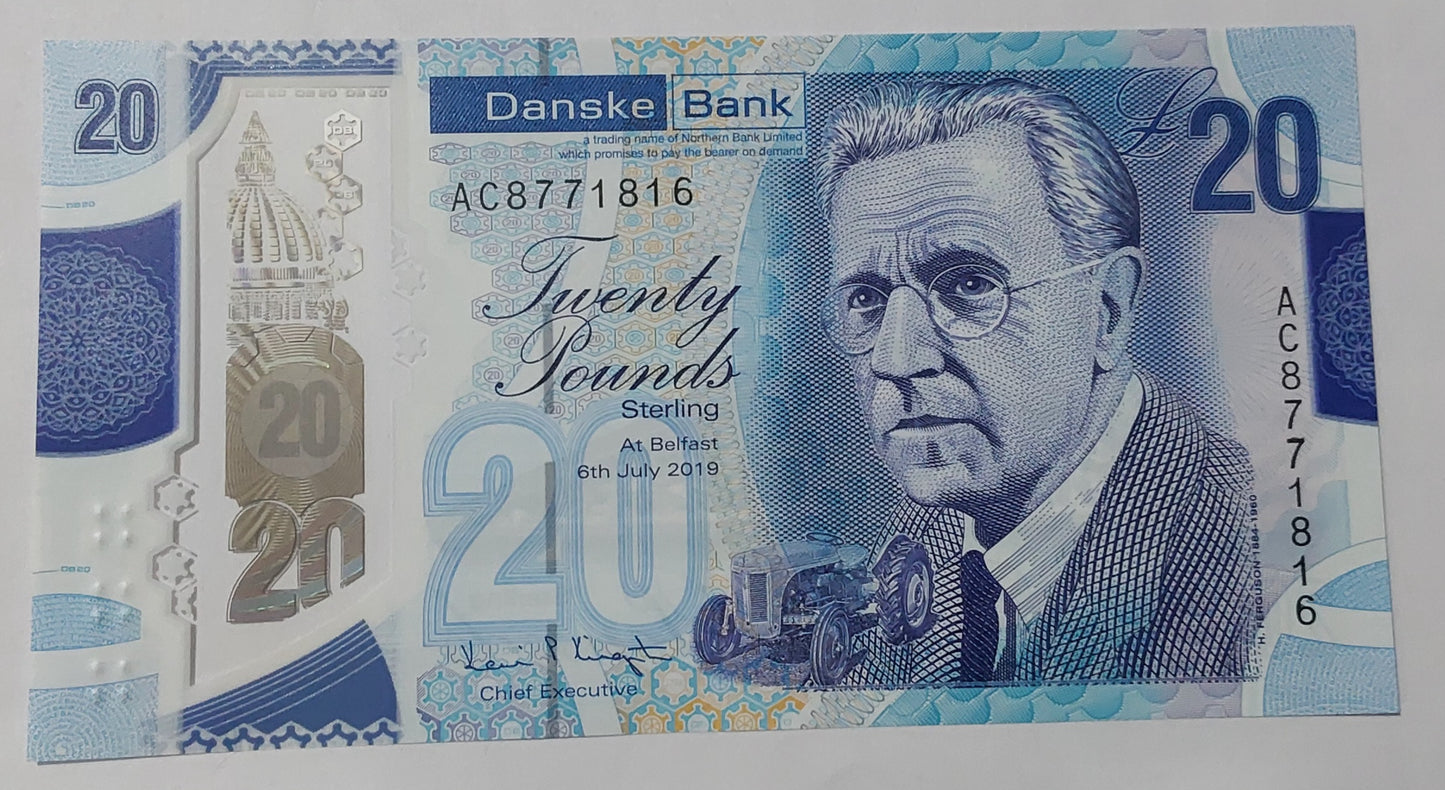 Northern ireland 20 pound sterling polymer 2019 UNC - ZealhobbieZ (Danske bank)