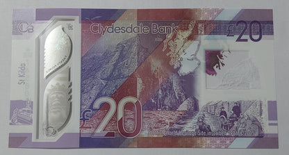 SCOTLAND 20 pound sterling polymer 2019 UNC - ZealhobbieZ (clydesdale bank)