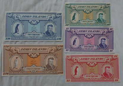 (Falkland island ) Jason Islands private issue set of 5 notes  1979