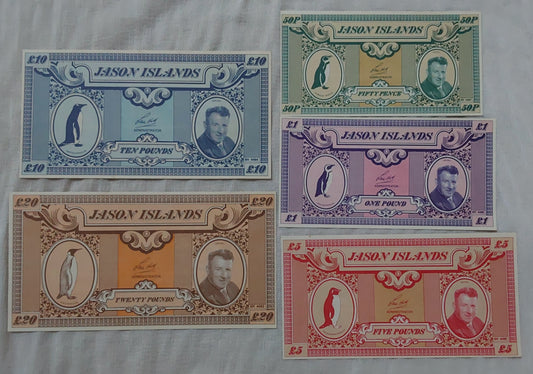 (Falkland island ) Jason Islands private issue set of 5 notes  1979