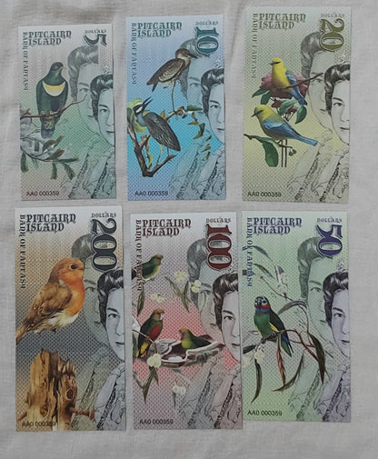 Pitcairn Island 6 notes set Fantasy note 2019 Queen Elizabeth II UNC  (not a legal tender)