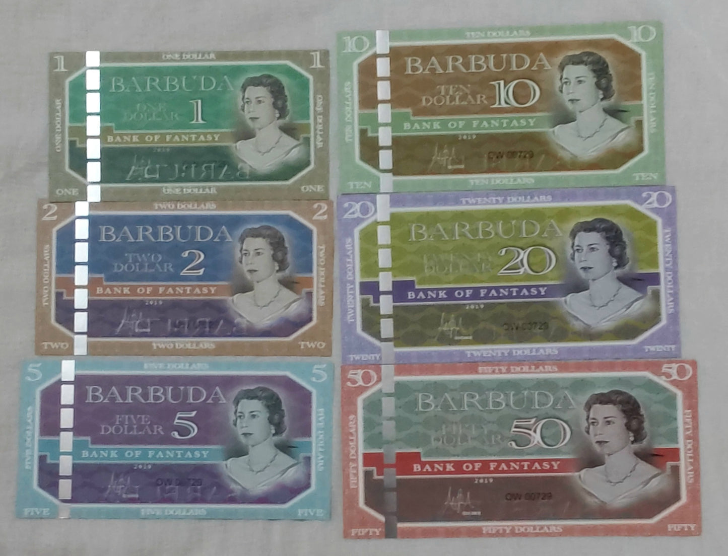 Barbuda 2019 6 notes set Fantasy note UNC  (not a legal tender)