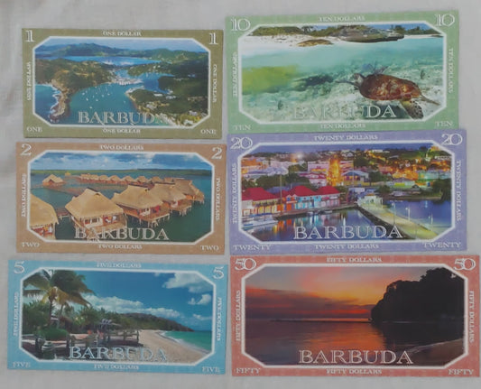 Barbuda 2019 6 notes set Fantasy note UNC  (not a legal tender)