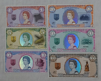 East Caribbean Montserrat island 6 notes fantasy set 2018 UNC  (not a legal tender)