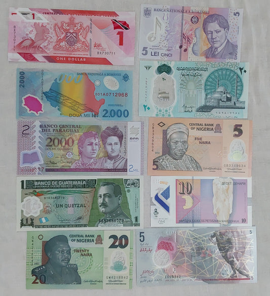 Lot of 10 different POLYMER Notes