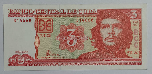 Cuba 3 pesos 2004 P127 UNC (Che Guevara )