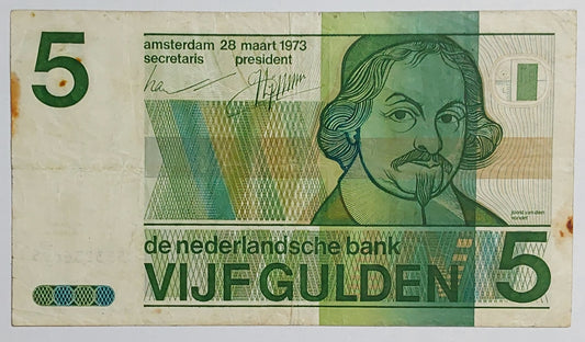 Netherlands 5 gulden 1973 P95 used