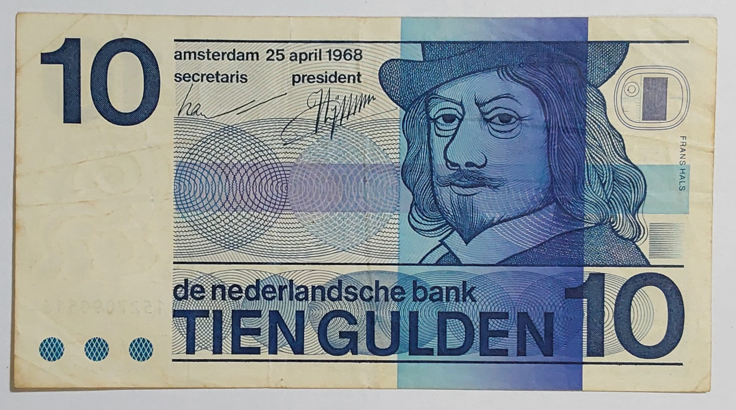 Netherlands 10 gulden 1968 P91 used