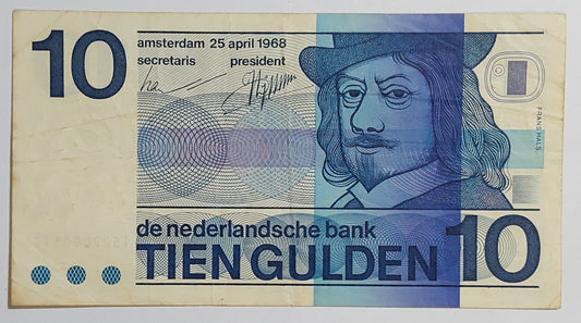 Netherlands 10 gulden 1968 P91 used