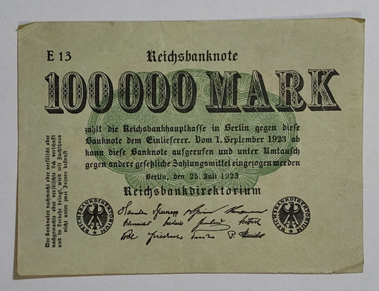 Germany 100 000 mark 1923 P91b used (Hyperinflation)
