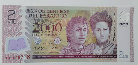 PARAGUAY 2000 GURANIES POLYMER 2023 P228 UNC