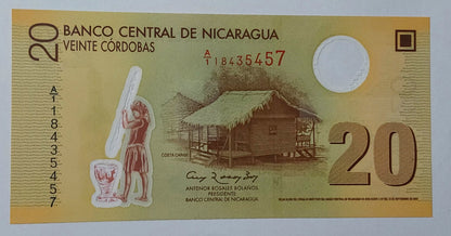 Nicaragua 20 Cordobas 2007 UNC Polymer - ZealHobbieZ