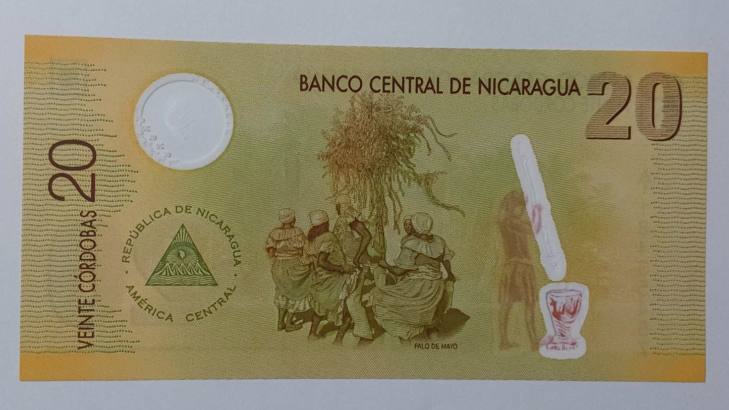 Nicaragua 20 Cordobas 2007 UNC Polymer - ZealHobbieZ