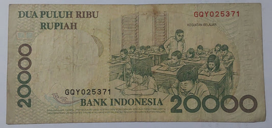 Indonesia 20000 rupaih 1998 P138 used ( Lord Ganesha)