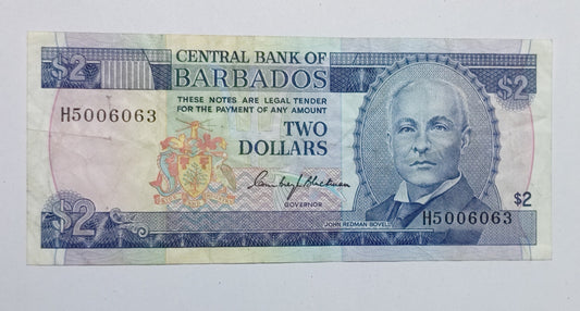 Barbados 2 Dollar 1980 P30 Used