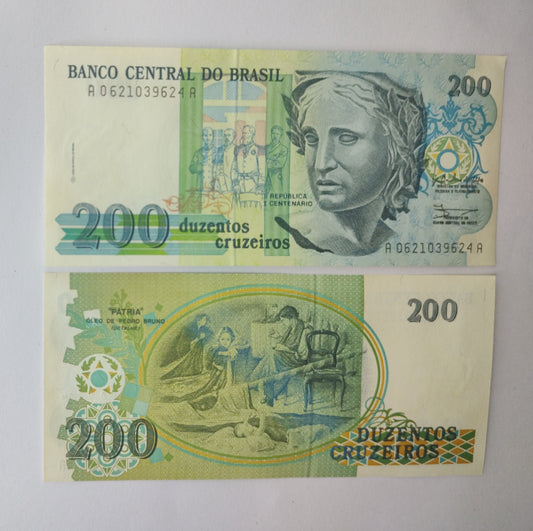 Brazil 200 Cruzeiros 1989 P221 UNC