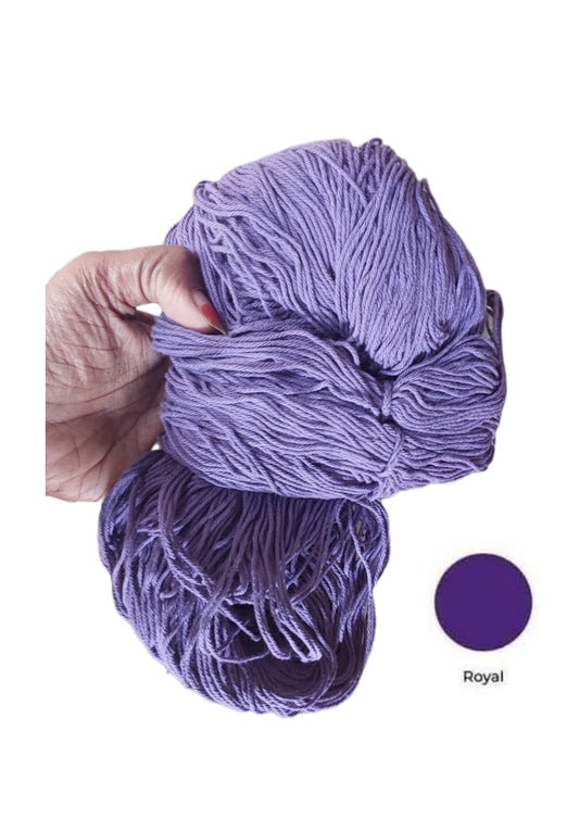 PU 4ply Cotton Yarn for Crochet/Knitting Purple - Royal