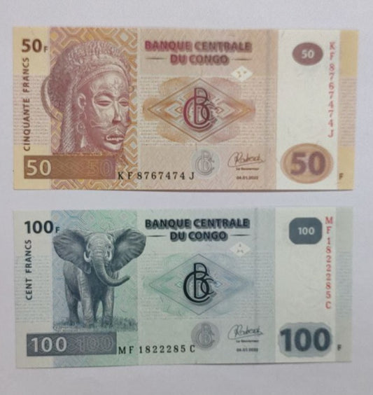Congo 50 and 100 francs set