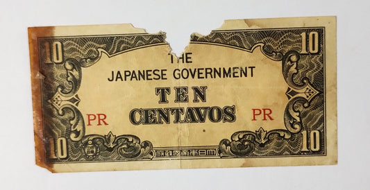 philippines ( Japan goverment ocuupation ) 10 centavos P104 1942 used  Damaged