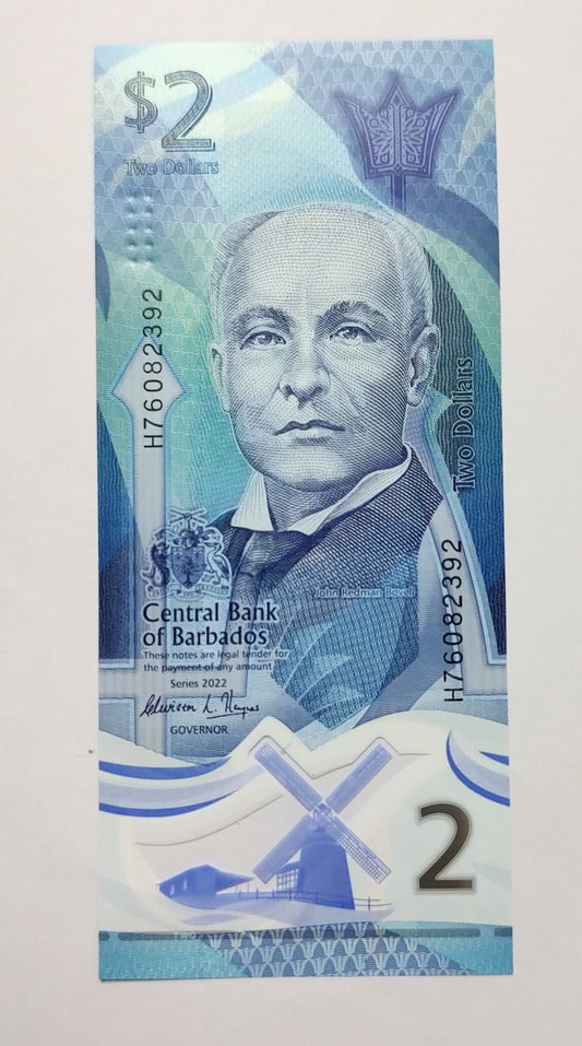 Barbodas 2 dollar POLYMER 2022 P80 UNC